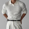 Ribbed Knit Polo Collar Sweater for Men - White