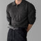 Ribbed Knit Polo Collar Sweater for Men - Grey