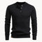 Ribbed Knit Round Neck Jumper with Button Closure for Men