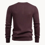 Ribbed Knit Round Neck Jumper with Button Closure for Men - View 10