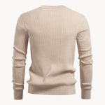 Ribbed Knit Round Neck Jumper with Button Closure for Men - View 12