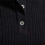 Ribbed Knit Round Neck Jumper with Button Closure for Men - View 3