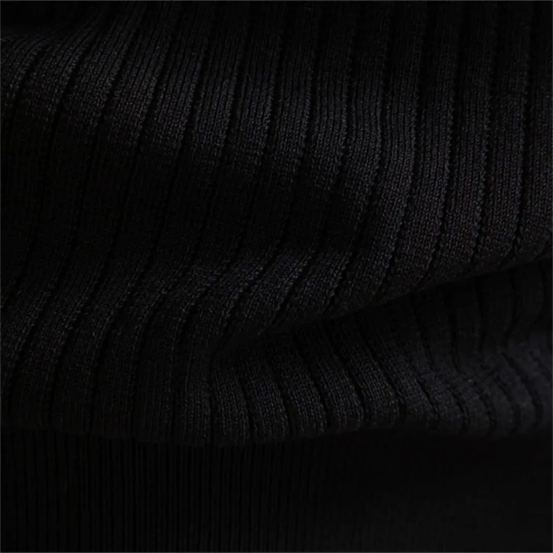 Ribbed Knit Round Neck Jumper with Button Closure for Men - View 4