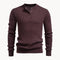 Ribbed Knit Round Neck Jumper with Button Closure for Men - Kastanjebruin