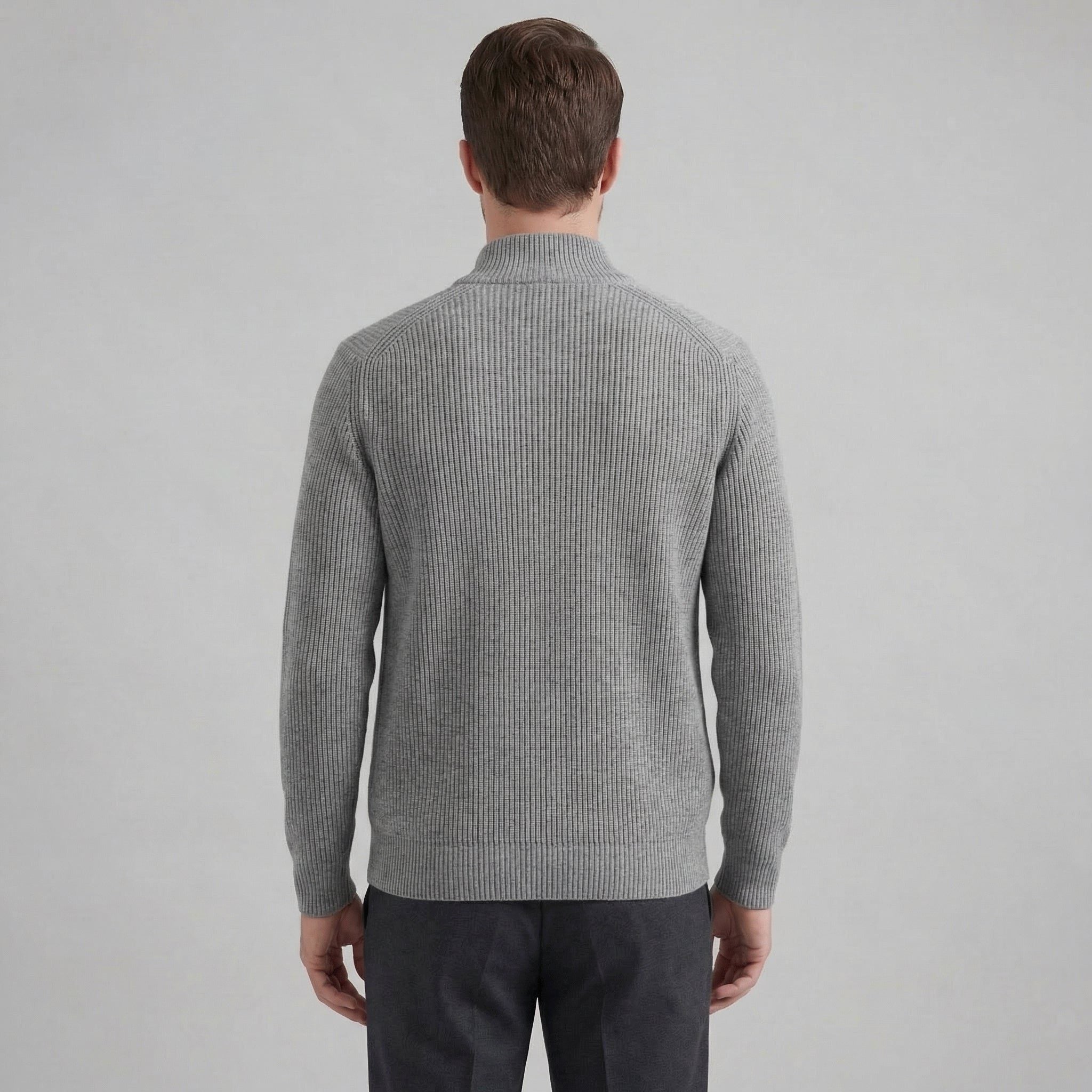 Ribbed Knit Zip-Up Cardigan for Men - View 13