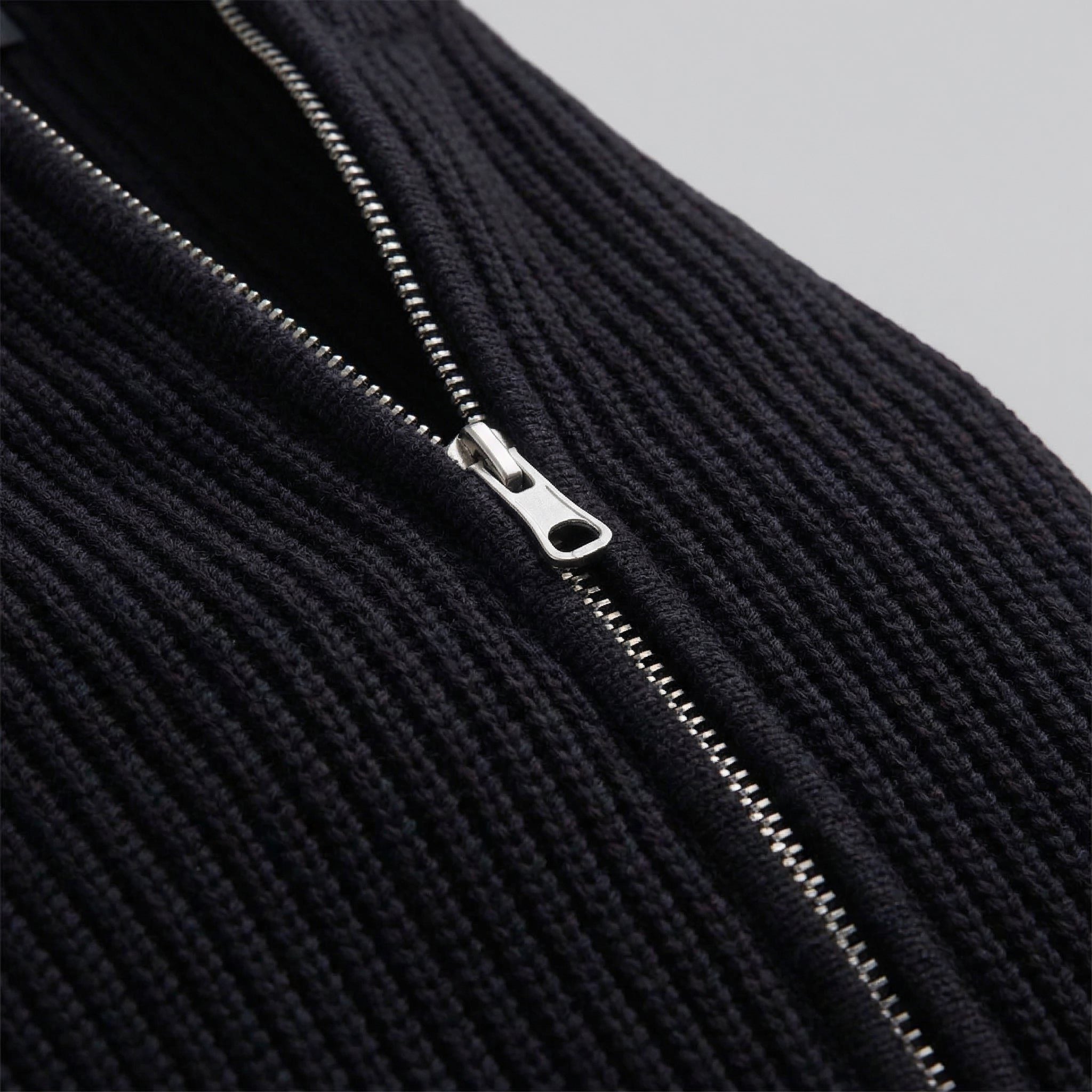 Ribbed Knit Zip-Up Cardigan for Men - View 9