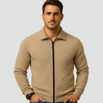 Ribbed Knit Zip-Up Jacket for Men