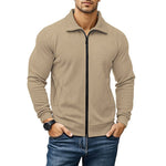 Ribbed Knit Zip-Up Jacket for Men - View 2