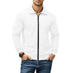 Ribbed Knit Zip-Up Jacket for Men - Wit