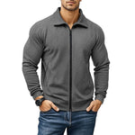 Ribbed Knit Zip-Up Jacket for Men - Donkergrijs