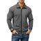 Ribbed Knit Zip-Up Jacket for Men - Donkergrijs