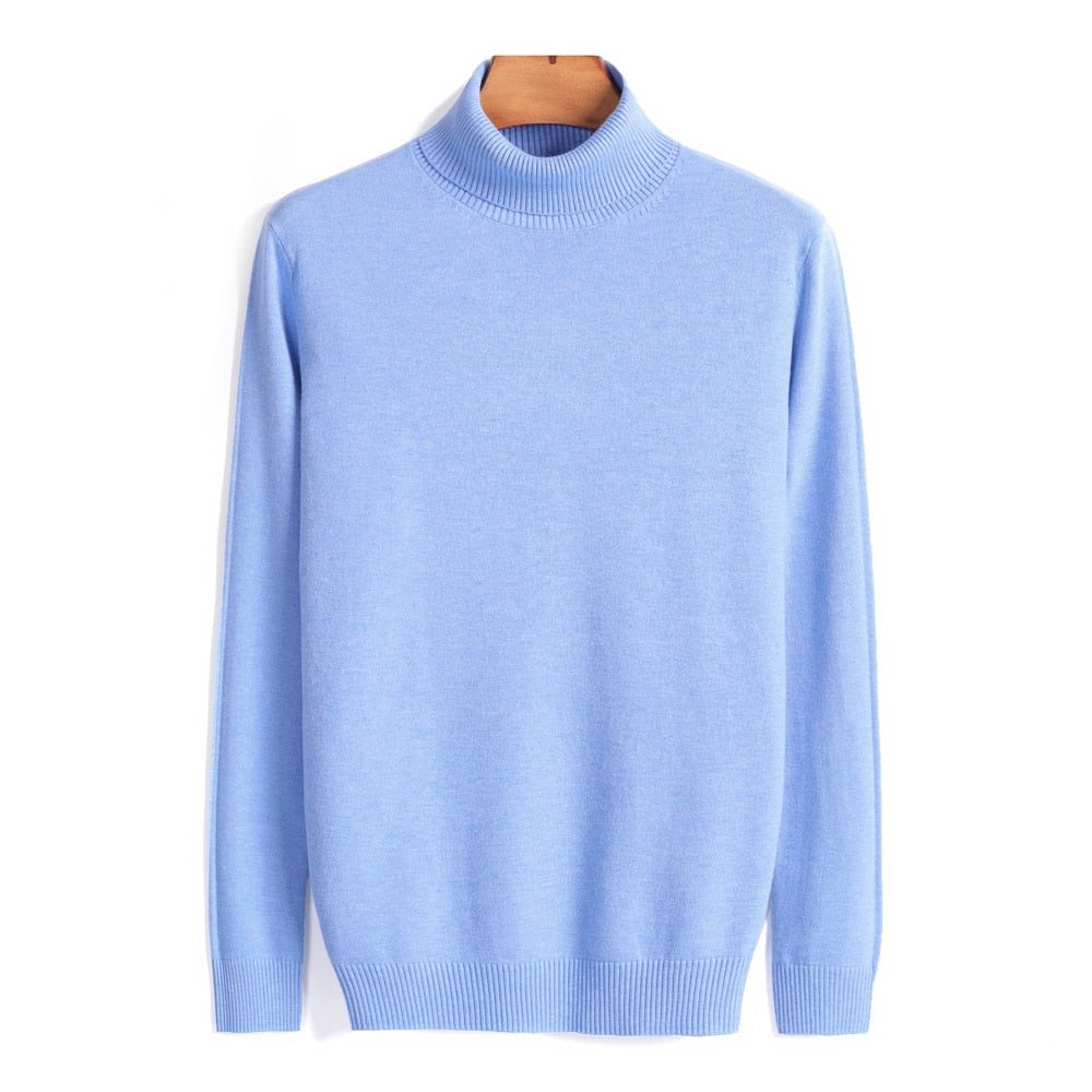 Roll Neck Knit Jumper for Men - Light Blue