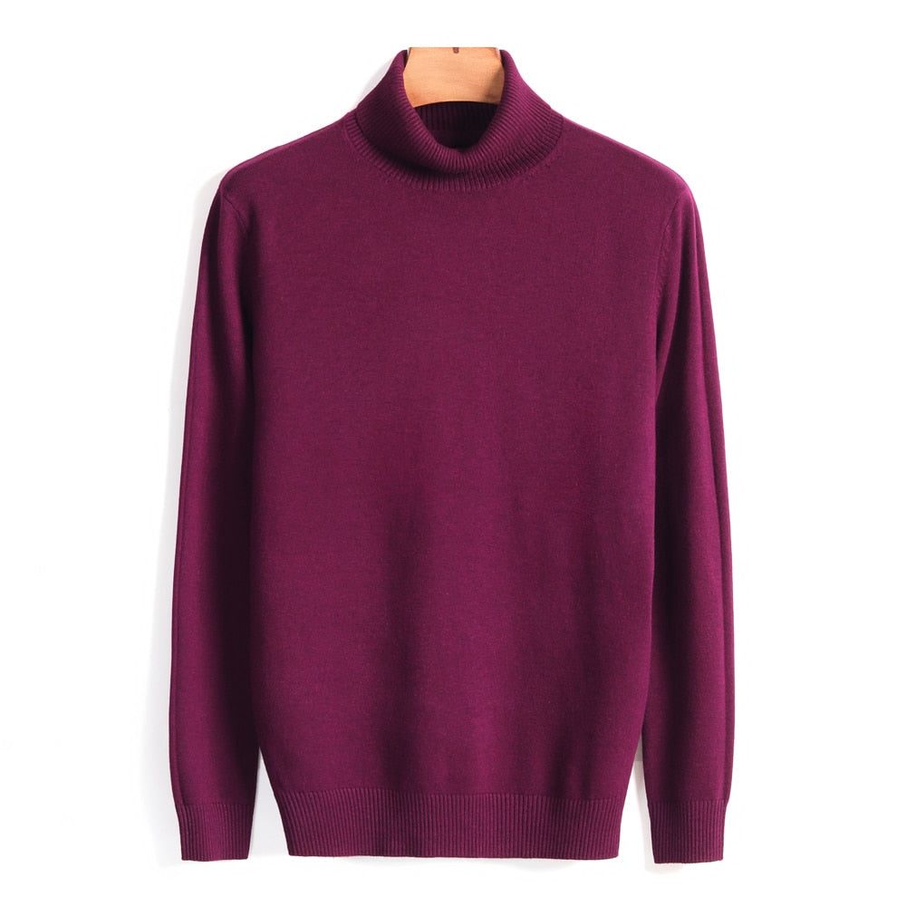 Roll Neck Knit Jumper for Men - Burgundy