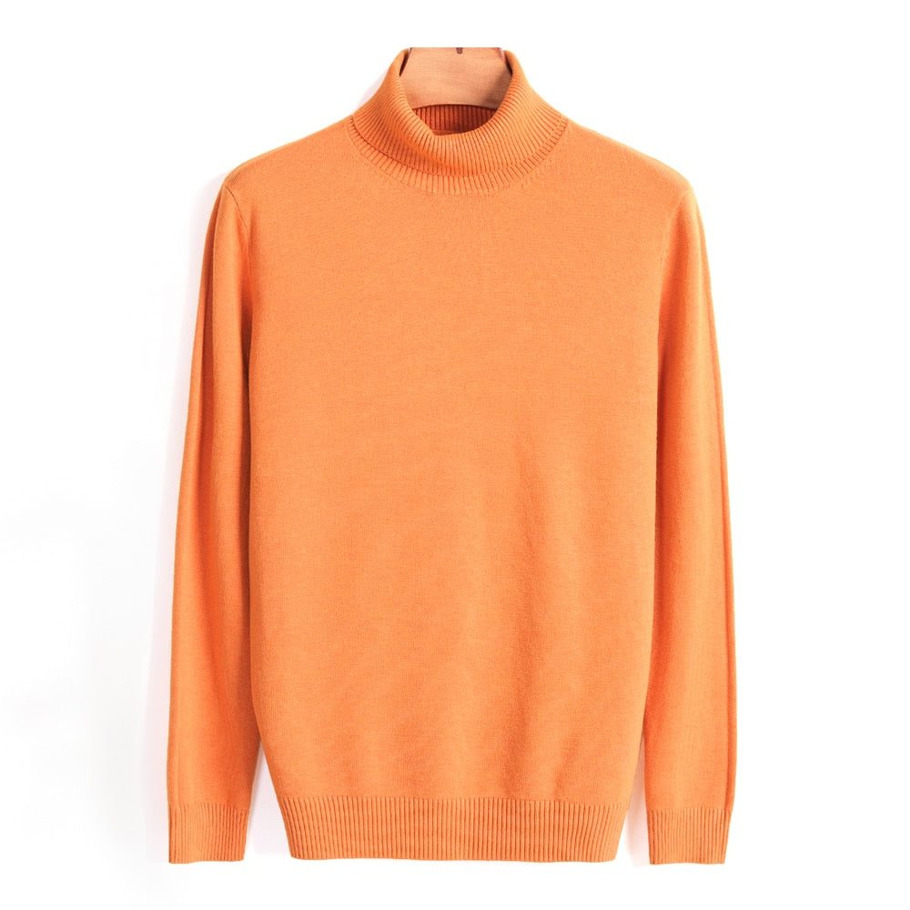 Roll Neck Knit Jumper for Men - Orange