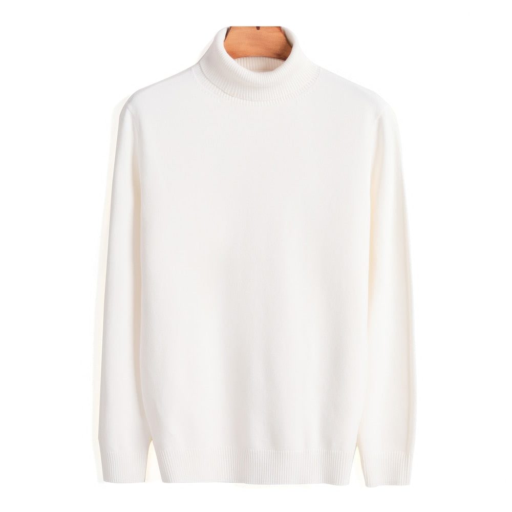 Roll Neck Knit Jumper for Men - White