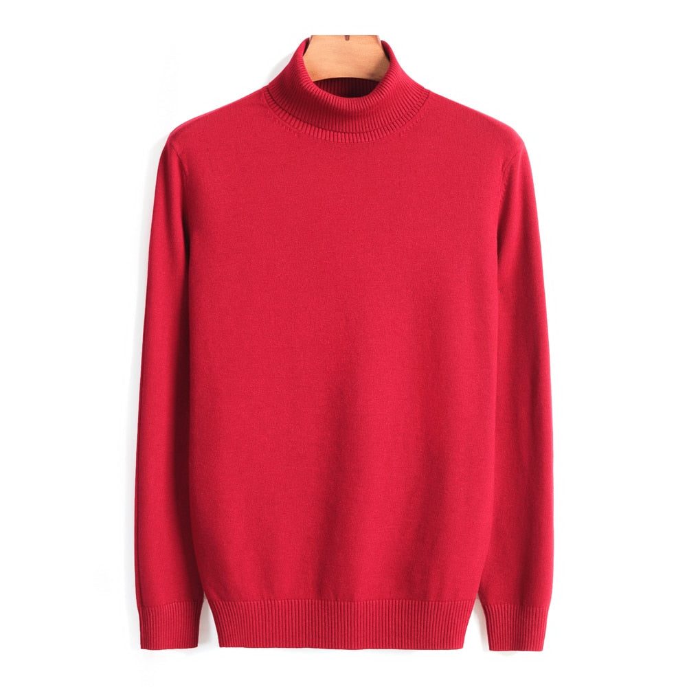 Roll Neck Knit Jumper for Men - Red