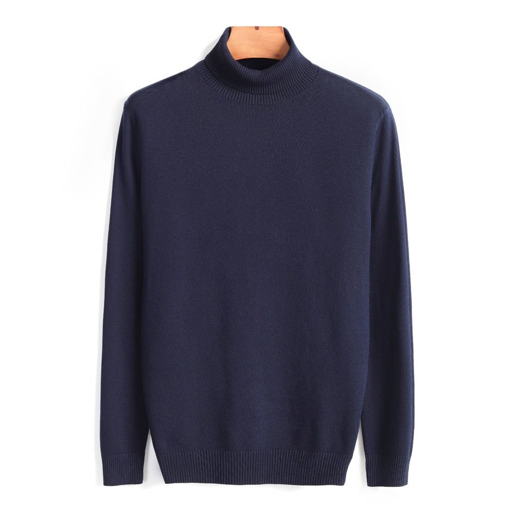 Roll Neck Knit Jumper for Men - Navy