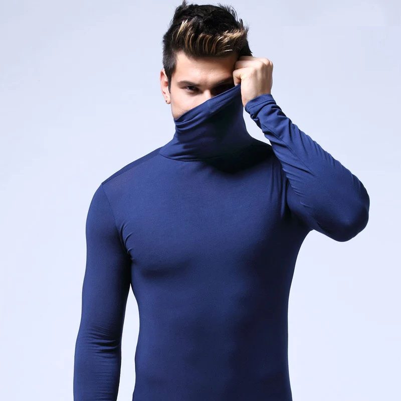 Roll Neck Long Sleeve Thermal Top for Men