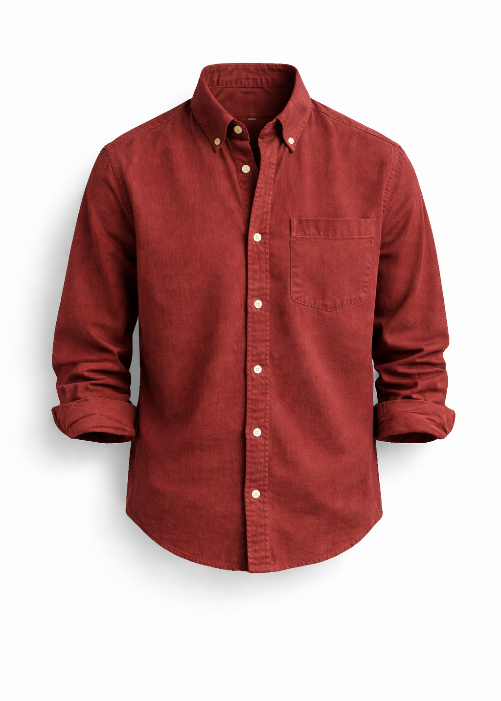 Denim Button-Down Shirt with Chest Pocket for Men