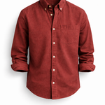Denim Button-Down Shirt with Chest Pocket for Men