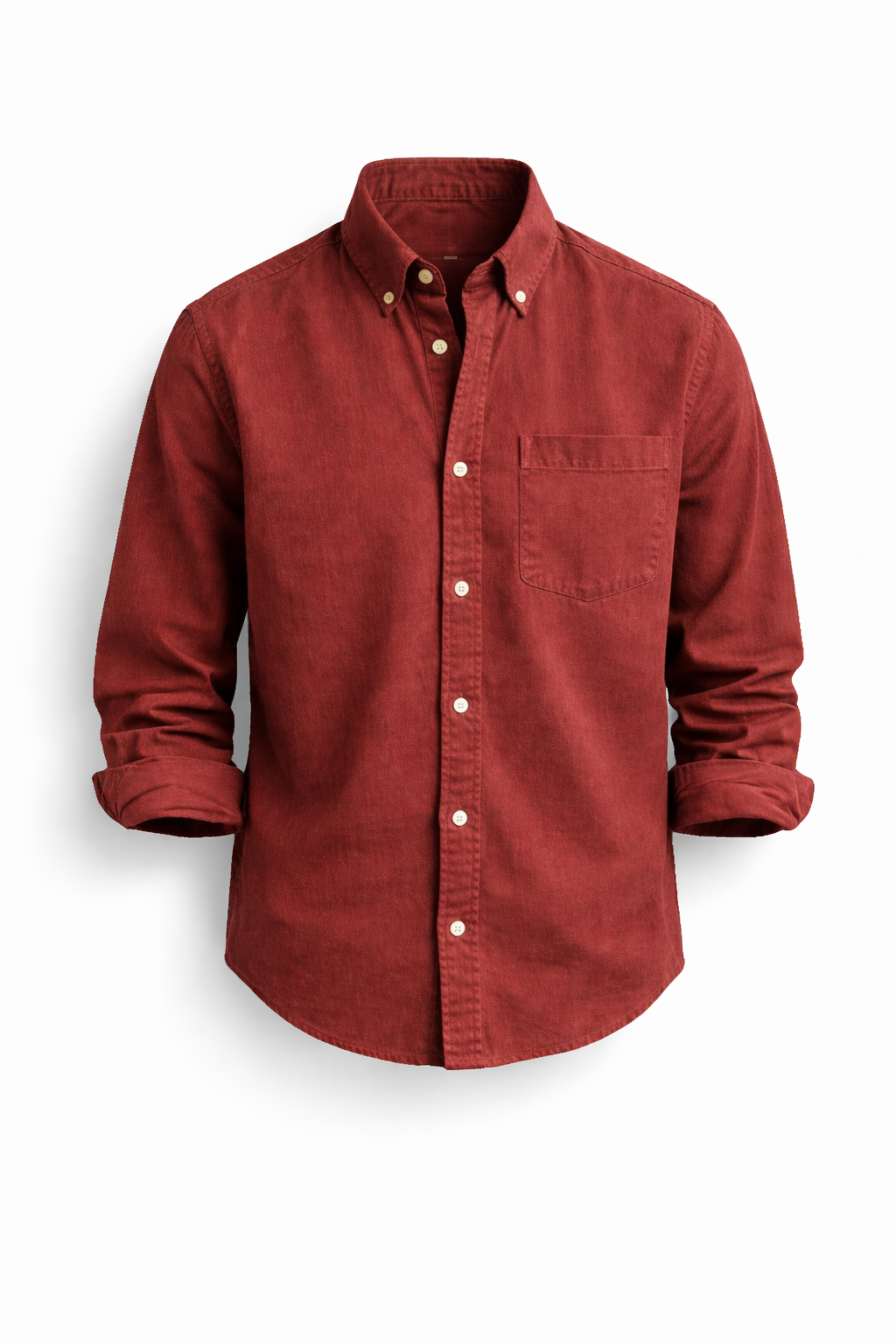 Denim Button-Down Shirt with Chest Pocket for Men