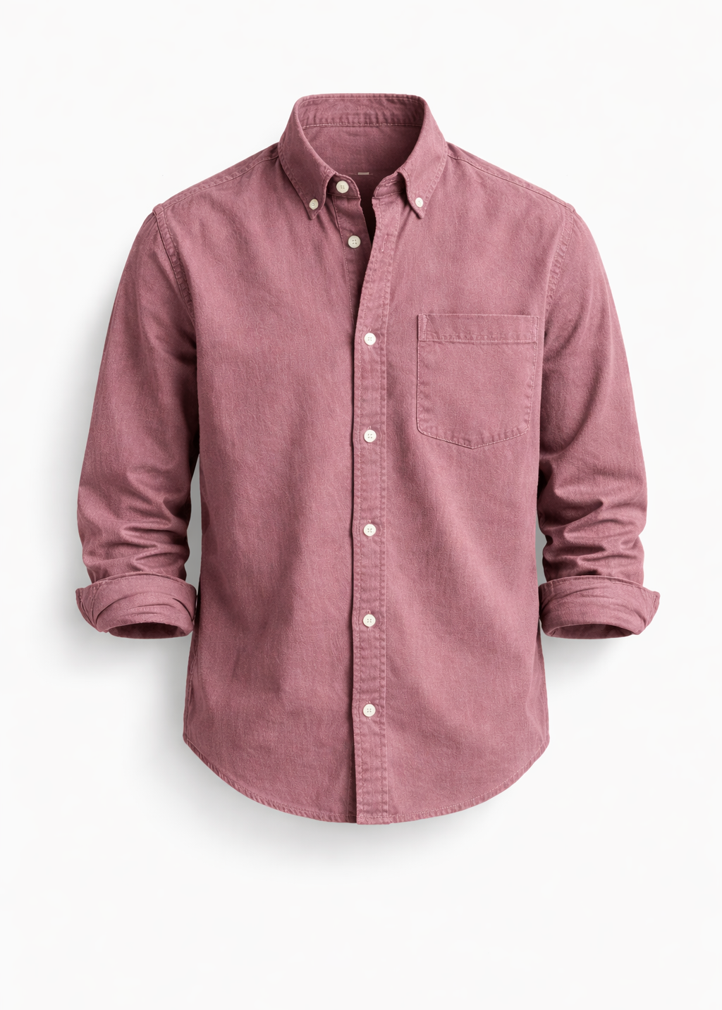 Denim Button-Down Shirt with Chest Pocket for Men