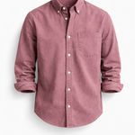 Denim Button-Down Shirt with Chest Pocket for Men