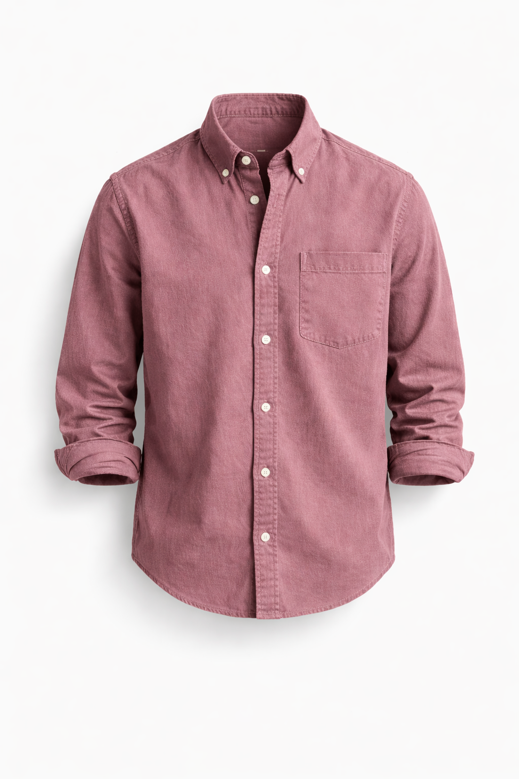 Denim Button-Down Shirt with Chest Pocket for Men