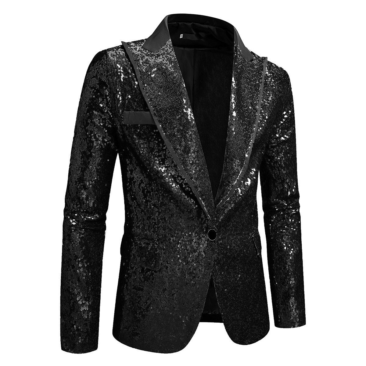 Sequin Lapel Blazer for Men - Black