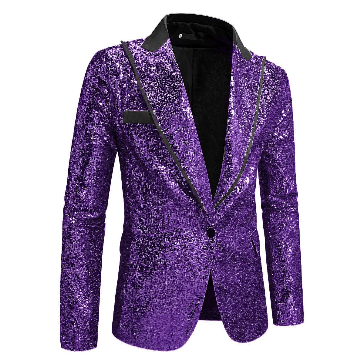 Sequin Lapel Blazer for Men - Purple