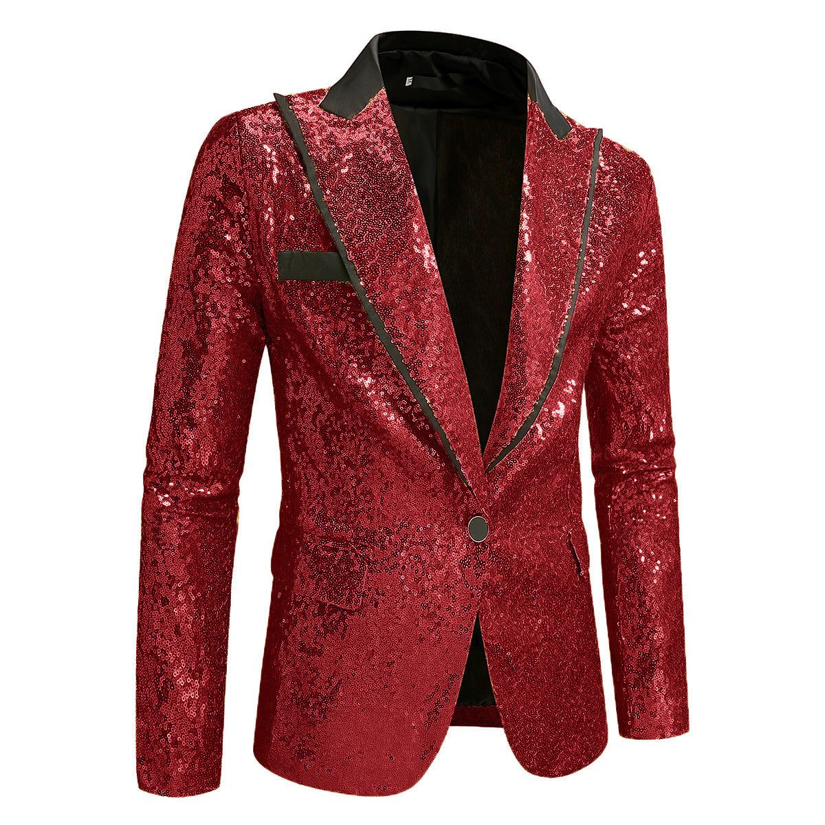 Sequin Lapel Blazer for Men - Red