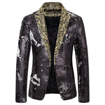 Sequin Lapel Blazer for Men - Black