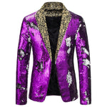 Sequin Lapel Blazer for Men - Purple