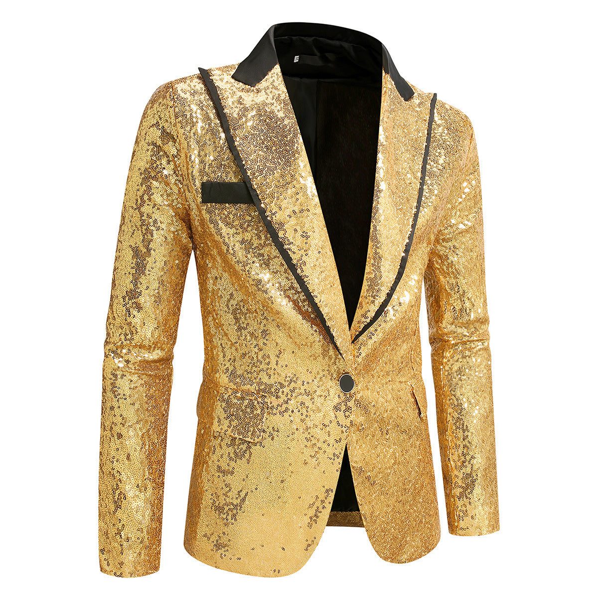 Sequin Lapel Blazer for Men - Gold