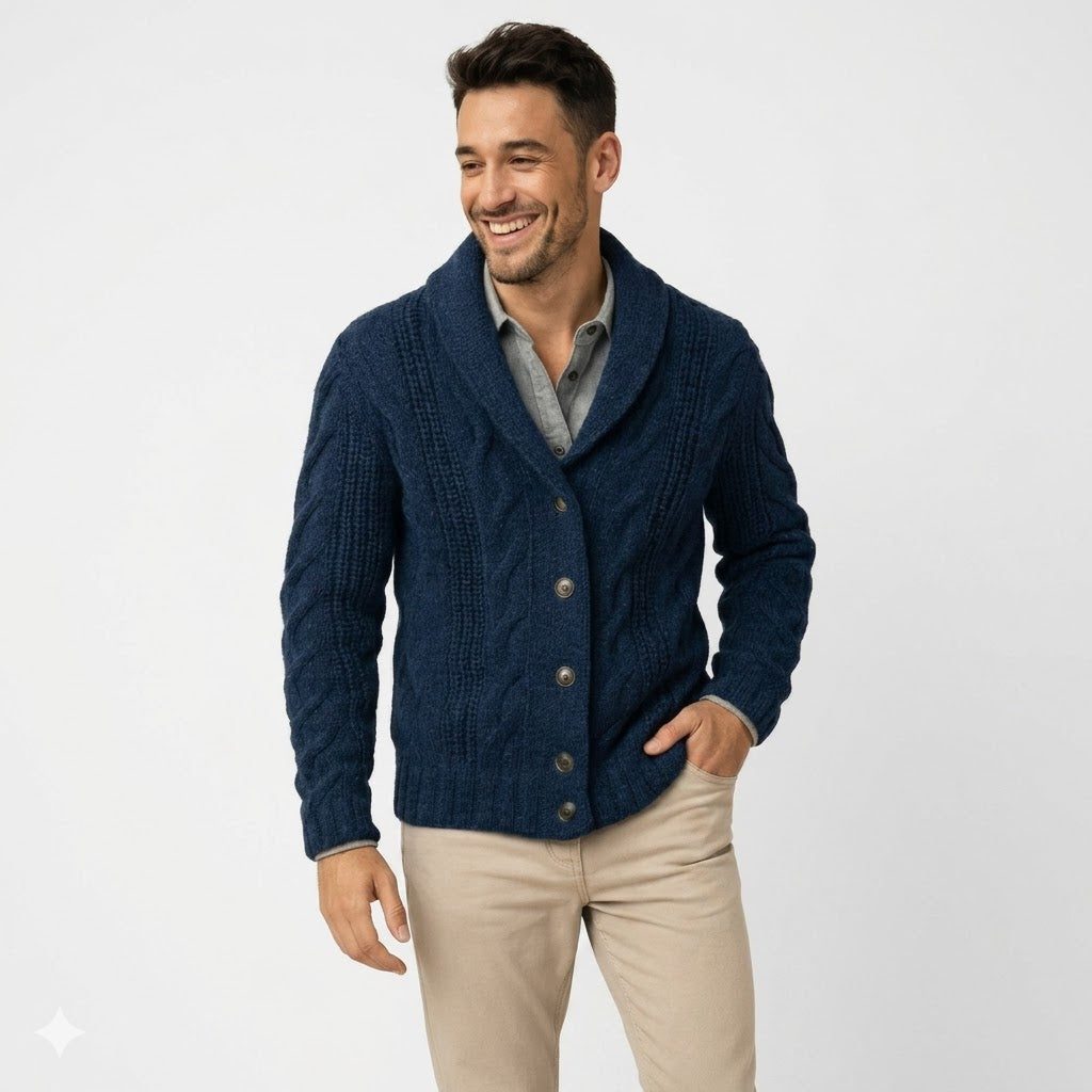 Shawl Collar Knit Cardigan for Men