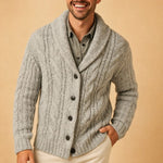 Shawl Collar Knit Cardigan for Men - Light Gray