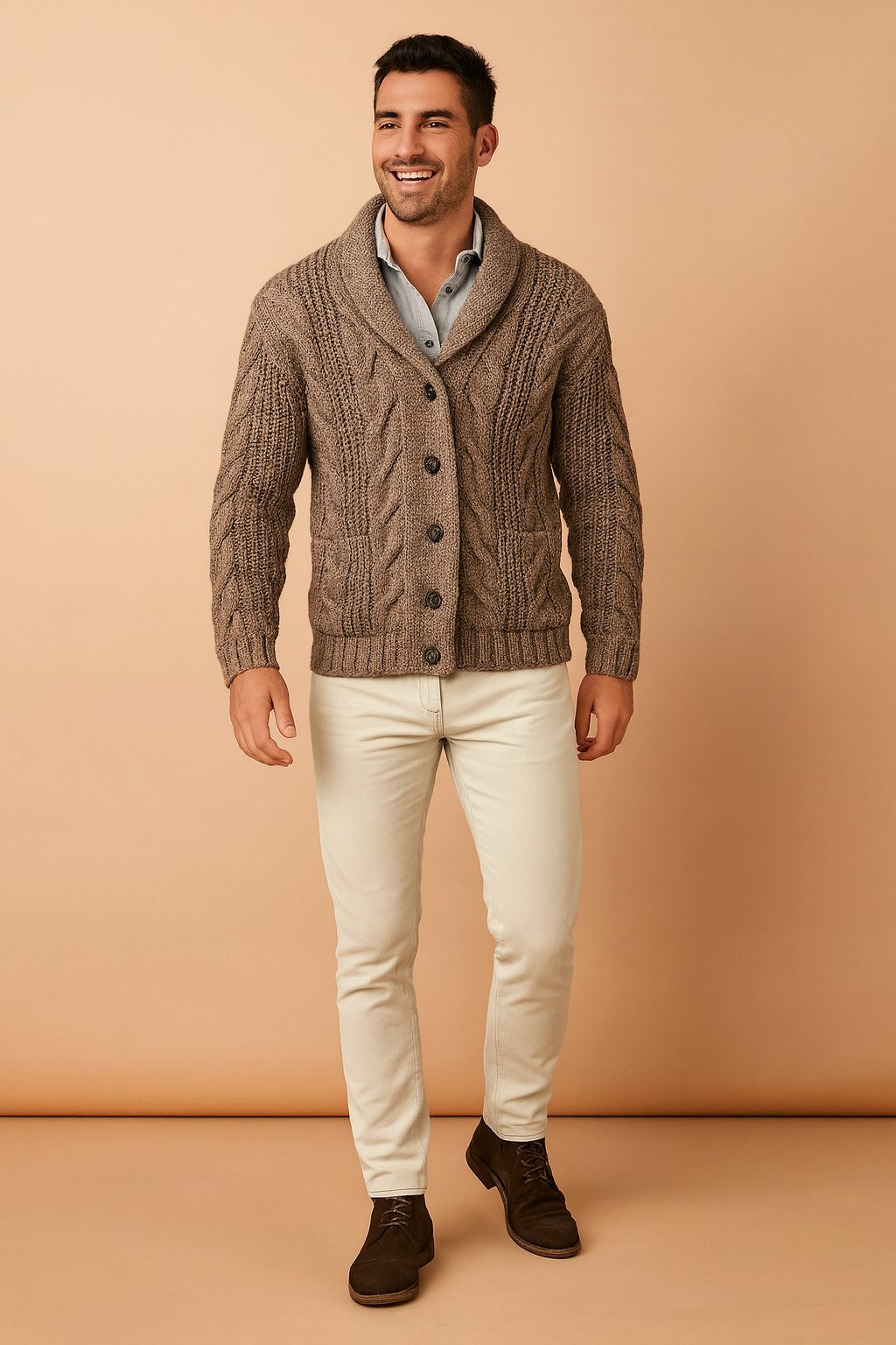 Shawl Collar Knit Cardigan for Men - View 7