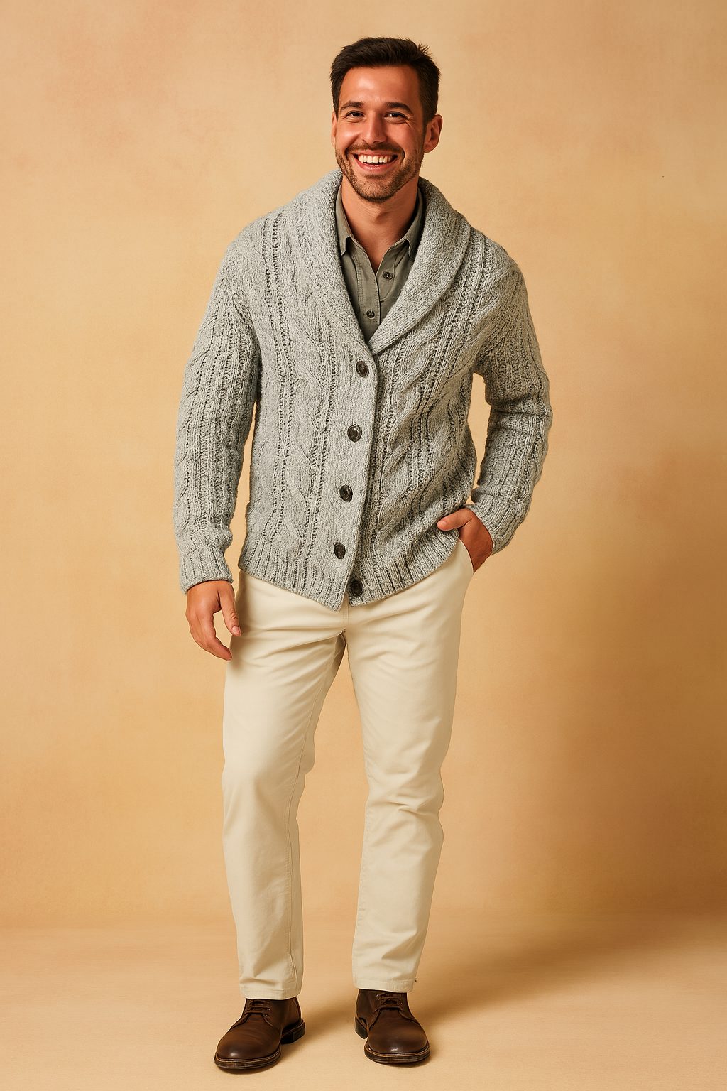 Shawl Collar Knit Cardigan for Men - View 9
