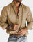 Slim Fit Button-Down Long Sleeve Shirt for Men - Khaki