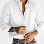 Slim Fit Button-Down Long Sleeve Shirt for Men - Wit