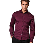 Slim Fit Satin Shirt with Long Sleeves for Men