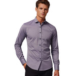 Slim Fit Satin Shirt with Long Sleeves for Men - Grey