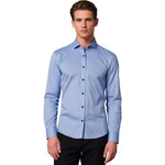 Slim Fit Satin Shirt with Long Sleeves for Men - Blue