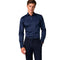 Slim Fit Satin Shirt with Long Sleeves for Men - Navy