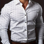 Slim Fit Long Sleeve Shirt with Micro Texture for Men