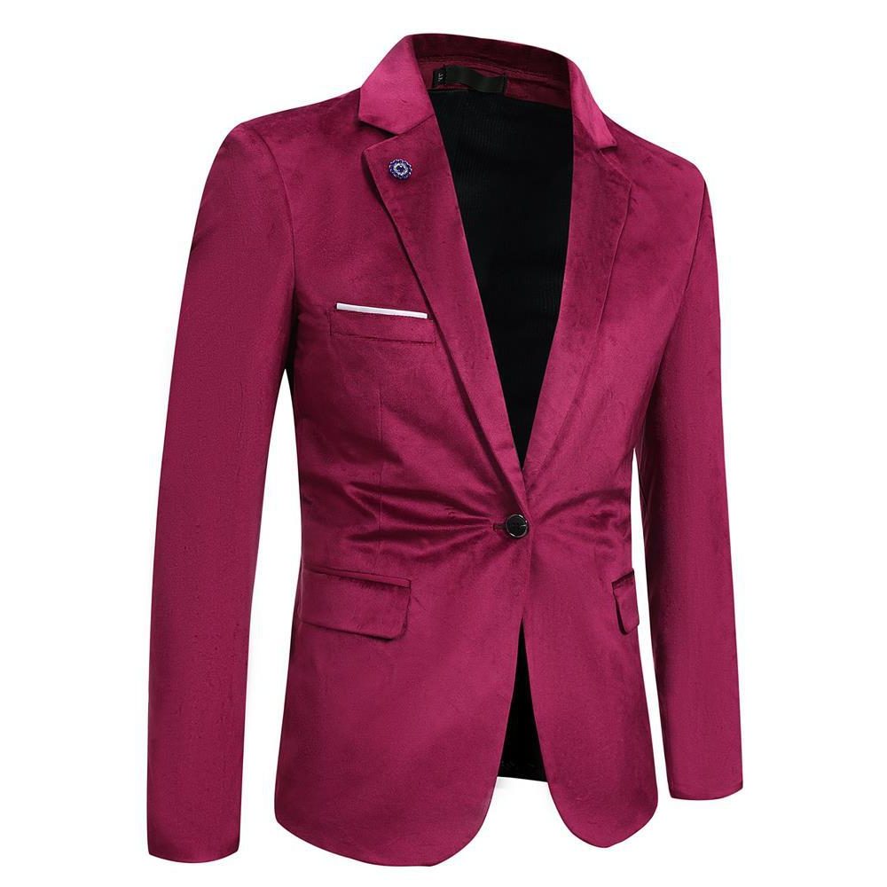 Slim Fit Velvet Blazer for Women - Red