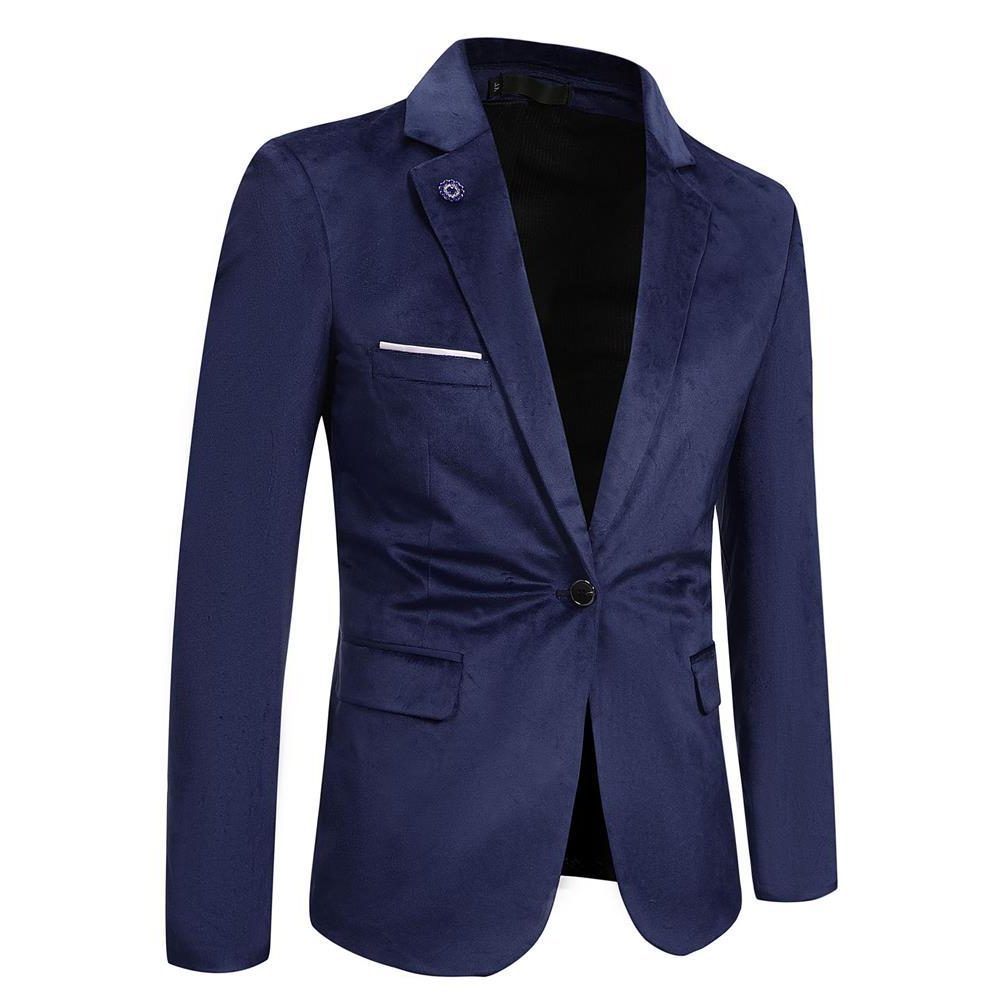 Slim Fit Velvet Blazer for Women - Navy
