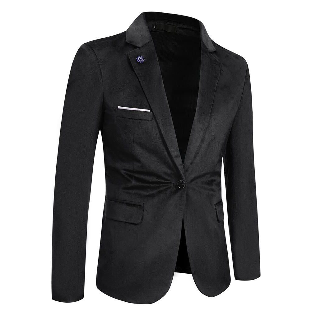 Slim Fit Velvet Blazer for Women - Black