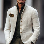 Stand Collar Single Breasted Cardigan for Men