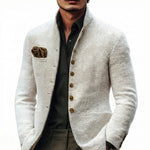 Stand Collar Single Breasted Cardigan for Men - View 2